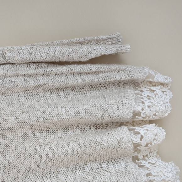 QED London M/L Lace Bottom M/L Cream Ivory Open Knit Sweater Top - Picture 7 of 15